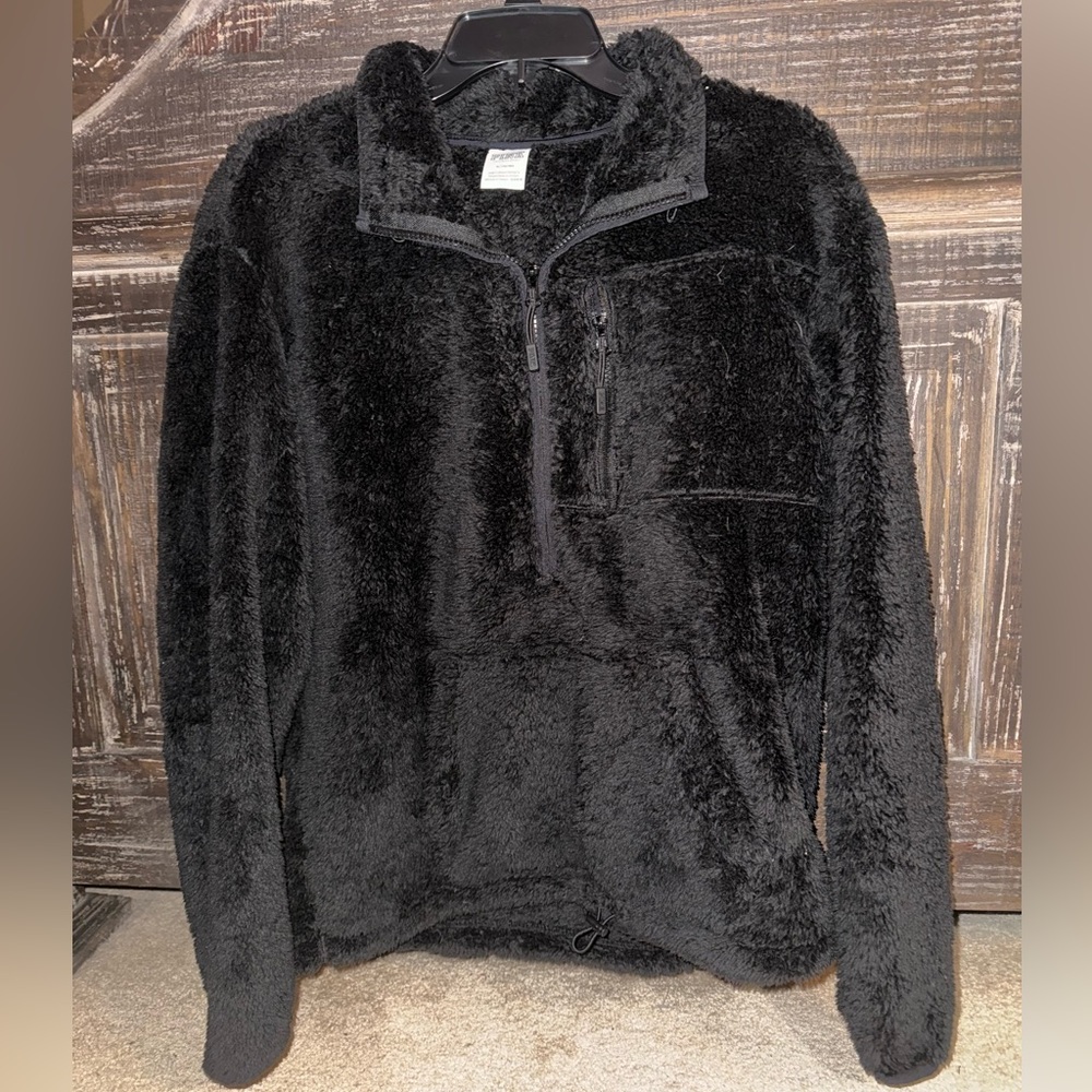 Black Sherpa Pullover Jacket